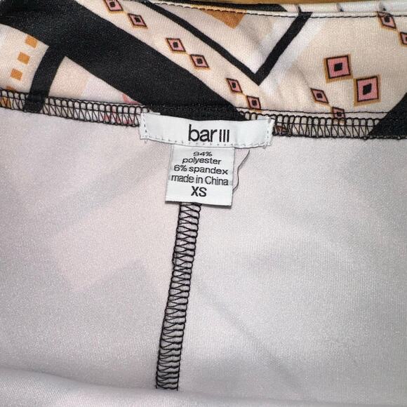 Bar III High-Rise Pencil Skirt Faux Wrap Skirt Pink Black White Size XS - Picture 6 of 9